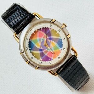 Vintage LeJour Avon Color Watch Women's Watch Two Tone Lizard Leather 3595009